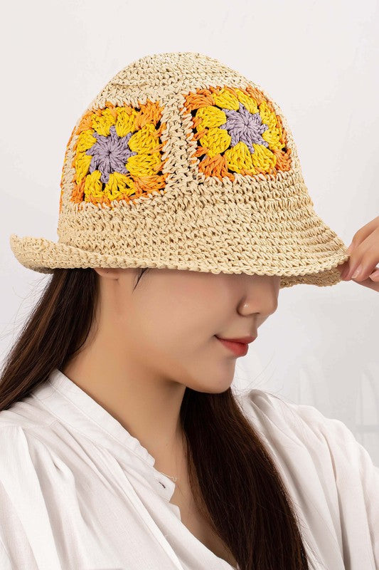 Packable crochet granny square bucket hat - Matches Boutique