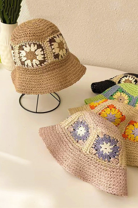 Packable crochet granny square bucket hat - Matches Boutique