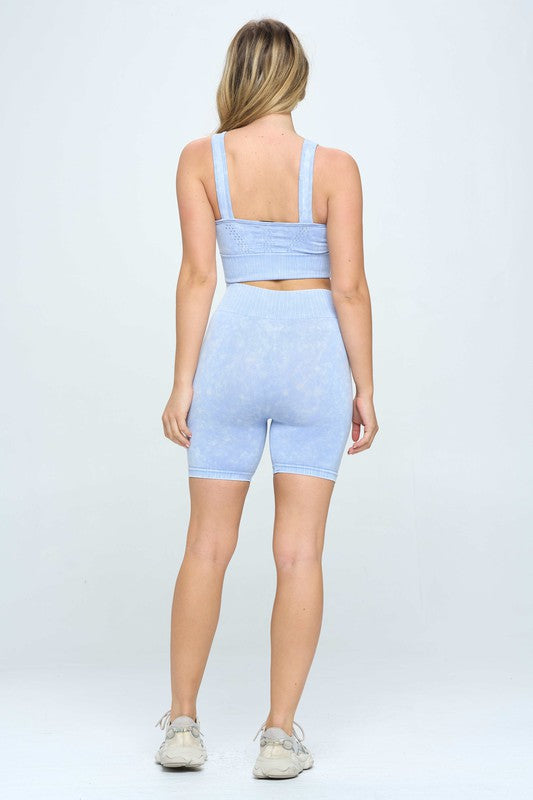 Mineral wash seamless biker shorts set - Matches Boutique