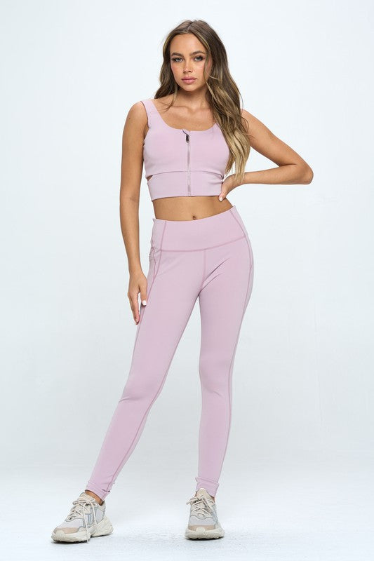 Zip Up Crop Sports Tank Top Set - Matches Boutique