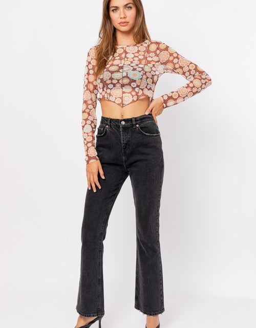 Load image into Gallery viewer, Long Sleeve Merrow Detail Crop Top - Matches Boutique
