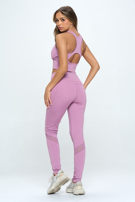 Women's Two Piece Activewear Set Cut Out Detail - Matches Boutique