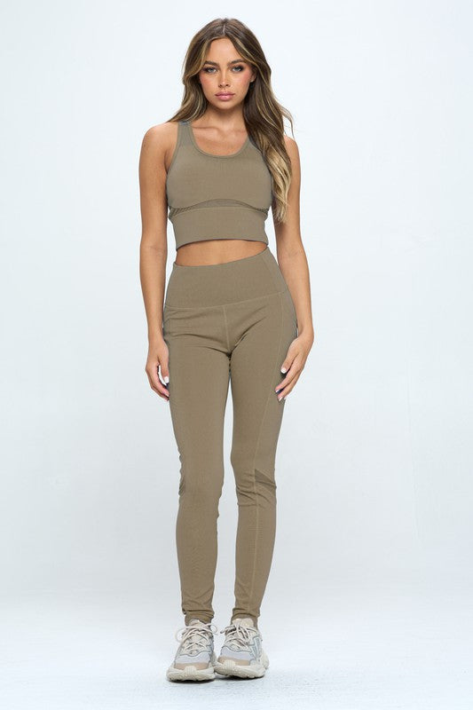 Women's Two Piece Activewear Set Cut Out Detail - Matches Boutique