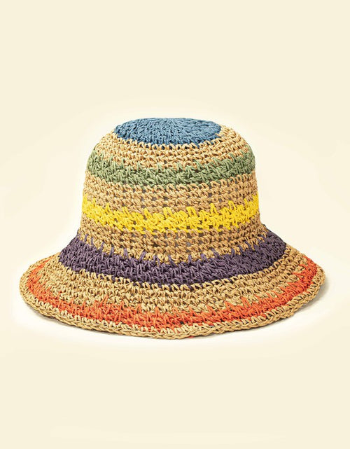 Load image into Gallery viewer, Packable crochet straw bucket hat - Matches Boutique
