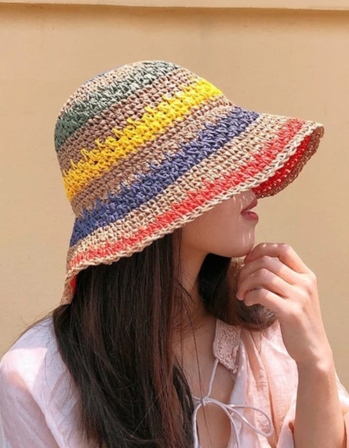 Load image into Gallery viewer, Packable crochet straw bucket hat - Matches Boutique
