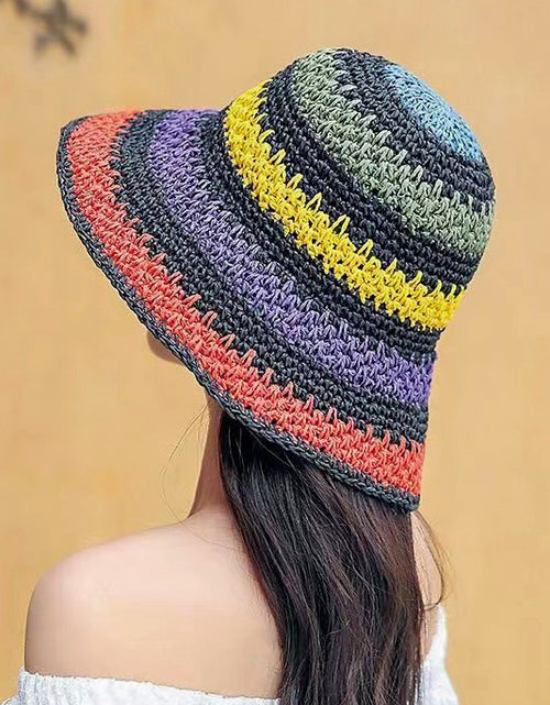 Load image into Gallery viewer, Packable crochet straw bucket hat - Matches Boutique
