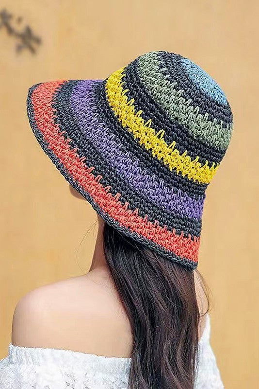 Packable crochet straw bucket hat - Matches Boutique