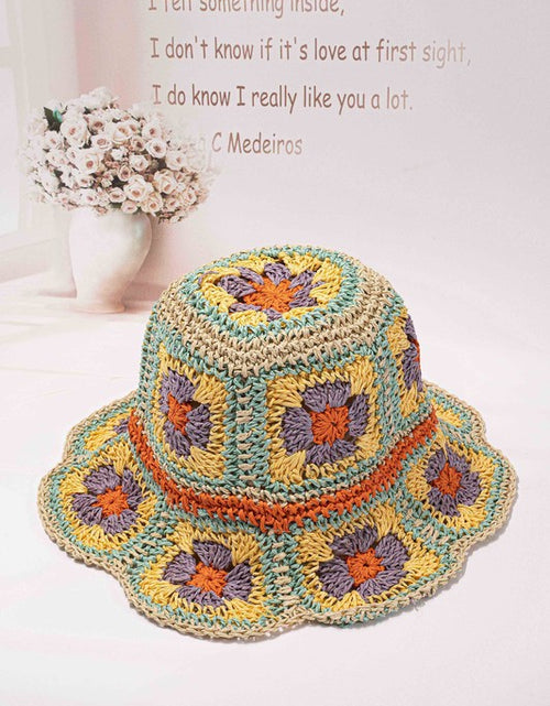 Load image into Gallery viewer, Packable crochet granny square bucket hat - Matches Boutique
