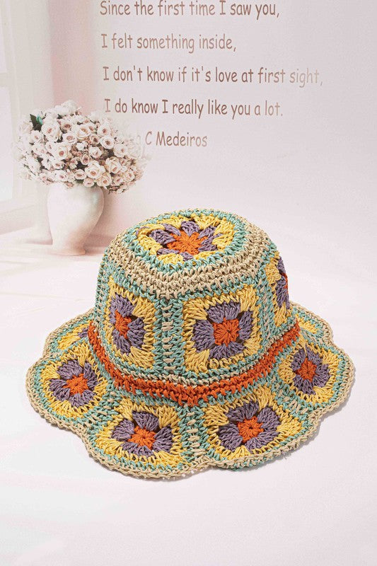 Packable crochet granny square bucket hat - Matches Boutique