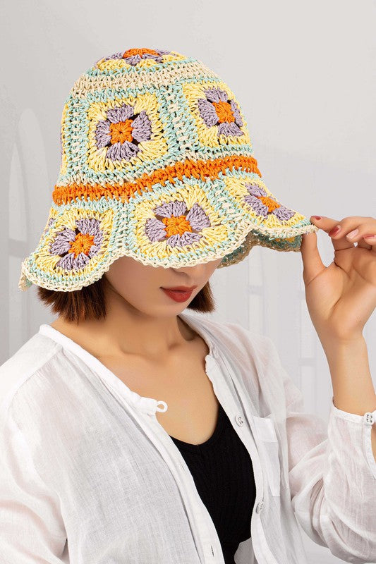 Packable crochet granny square bucket hat - Matches Boutique