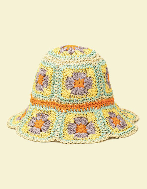 Load image into Gallery viewer, Packable crochet granny square bucket hat - Matches Boutique
