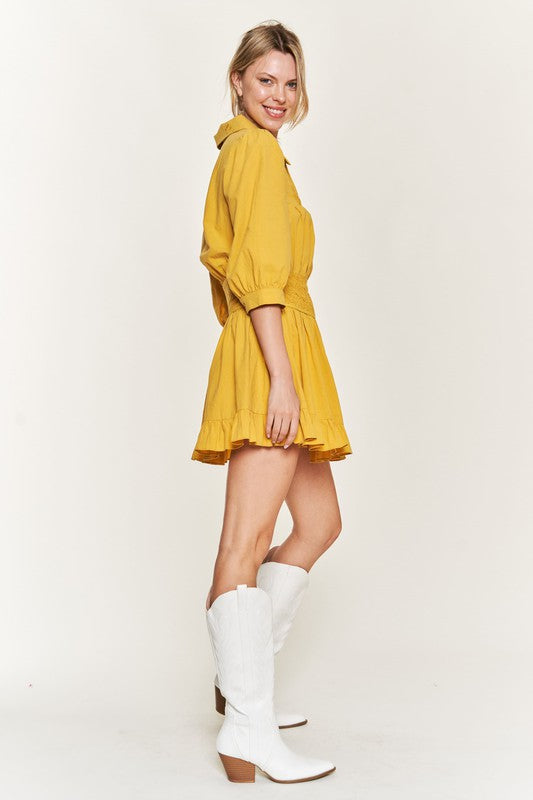 Eyelet detail 3/4 sleeve shortdress PLUS JBJ1091P - Matches Boutique