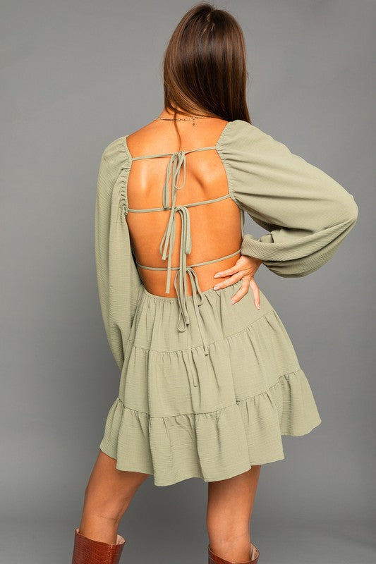 Long Sleeve Open Back Dress - Matches Boutique