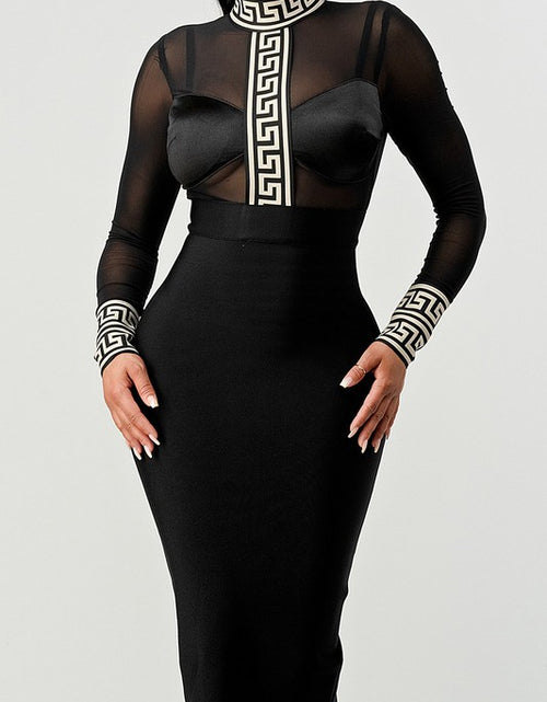 Load image into Gallery viewer, ATHINA HOLIDAY MESH CONTRAST PRINT BANDAGE - Matches Boutique
