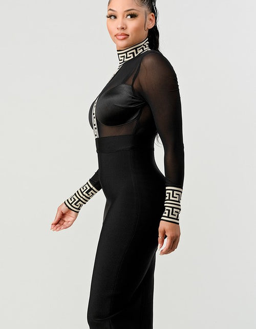 Load image into Gallery viewer, ATHINA HOLIDAY MESH CONTRAST PRINT BANDAGE - Matches Boutique
