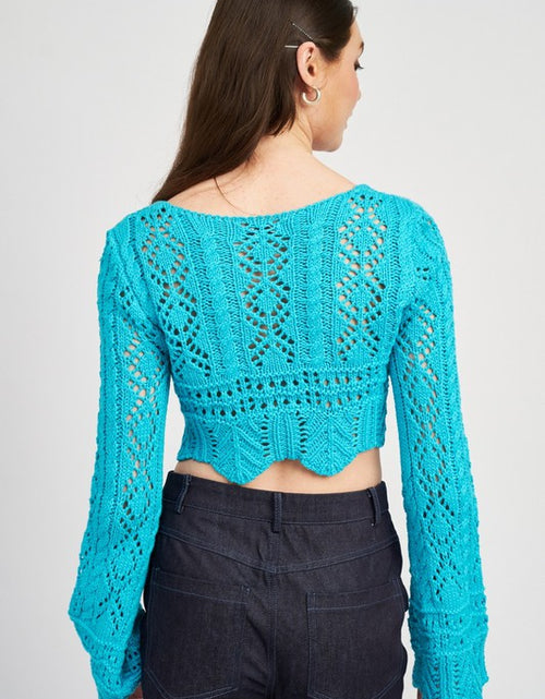 Load image into Gallery viewer, CROCHET CROPPED TOP WITH FRONT TIE - Matches Boutique
