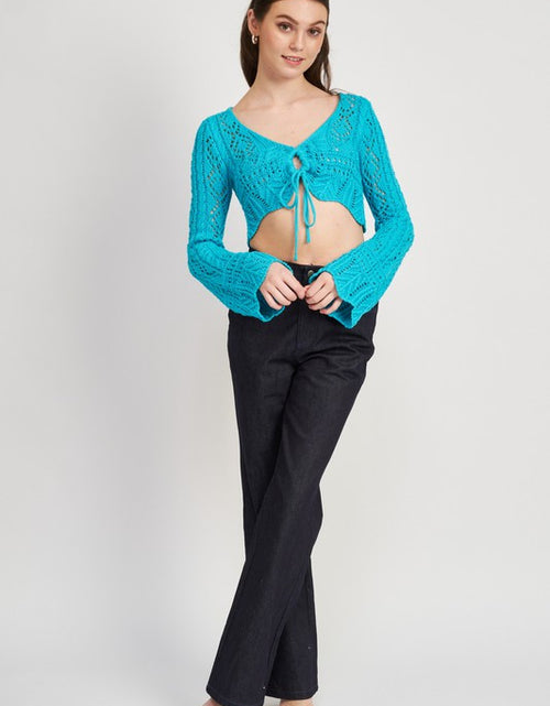 Load image into Gallery viewer, CROCHET CROPPED TOP WITH FRONT TIE - Matches Boutique
