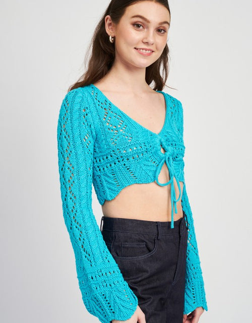 Load image into Gallery viewer, CROCHET CROPPED TOP WITH FRONT TIE - Matches Boutique
