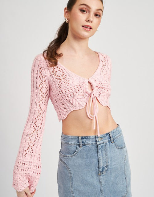 Load image into Gallery viewer, CROCHET CROPPED TOP WITH FRONT TIE - Matches Boutique
