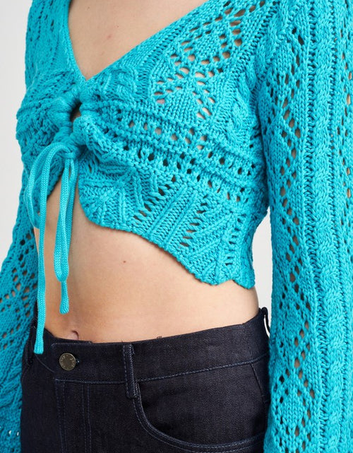 Load image into Gallery viewer, CROCHET CROPPED TOP WITH FRONT TIE - Matches Boutique
