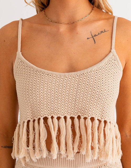 Load image into Gallery viewer, Tassel Detail Spaghetti Sweater Crop Top - Matches Boutique
