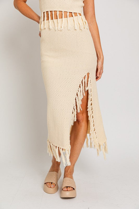 Tassel Detail Sweater Midi Skirt - Matches Boutique