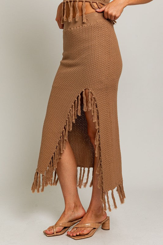 Tassel Detail Sweater Midi Skirt - Matches Boutique