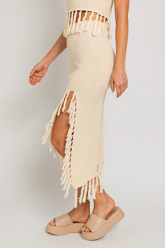 Tassel Detail Sweater Midi Skirt - Matches Boutique