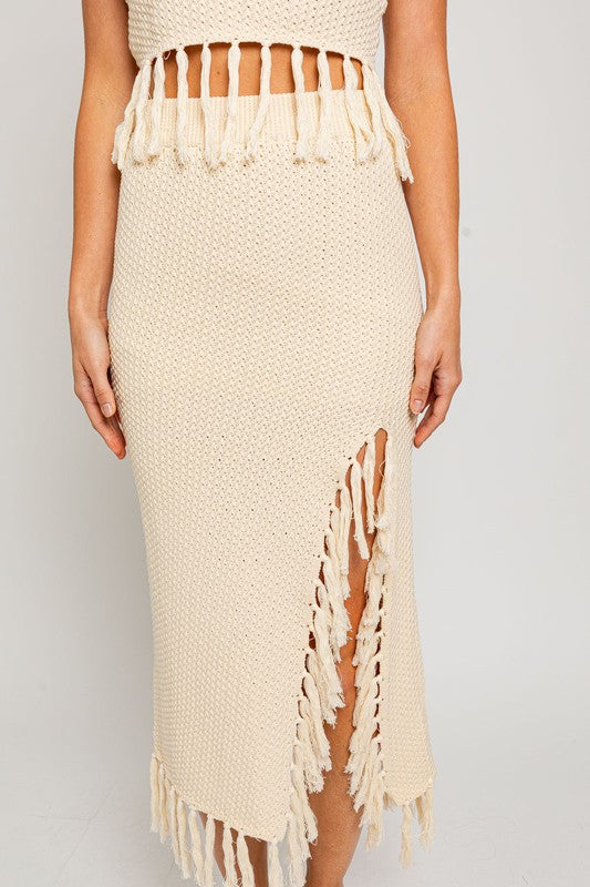 Tassel Detail Sweater Midi Skirt - Matches Boutique