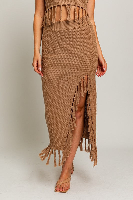 Tassel Detail Sweater Midi Skirt - Matches Boutique