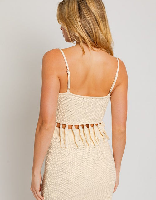 Load image into Gallery viewer, Tassel Detail Spaghetti Sweater Crop Top - Matches Boutique
