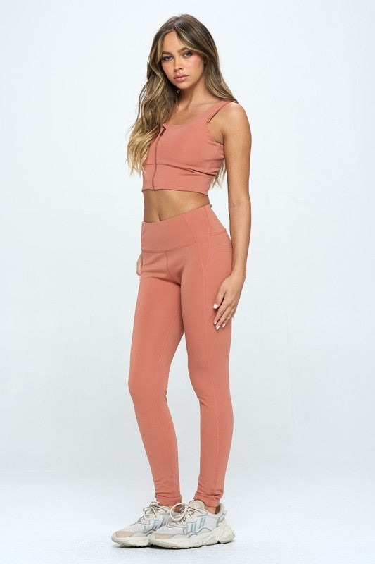 Zip Up Crop Sports Tank Top Set - Matches Boutique