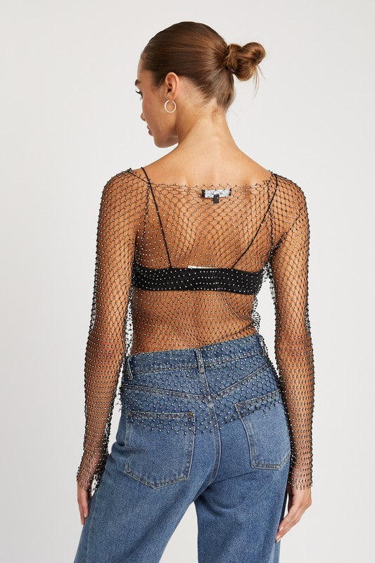 RHINESTONES NET TOP - Matches Boutique