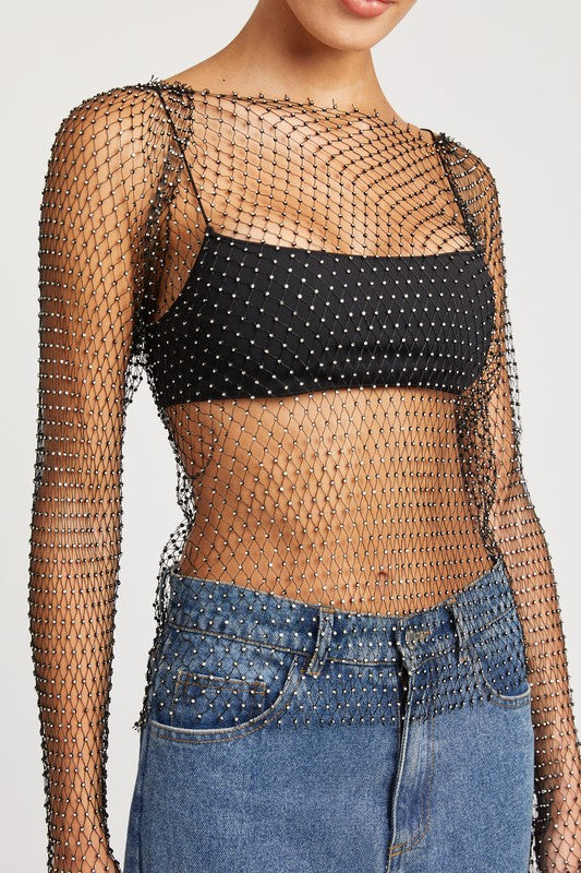 RHINESTONES NET TOP - Matches Boutique