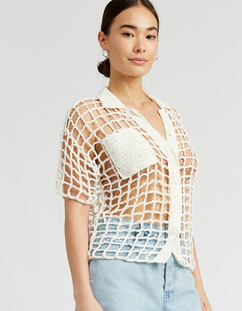 Load image into Gallery viewer, BOLD CROCHET SHIRT TOP - Matches Boutique
