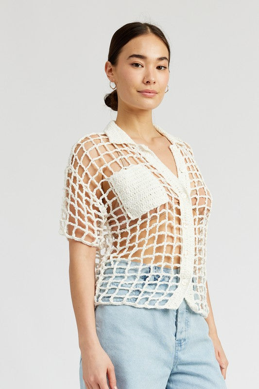 BOLD CROCHET SHIRT TOP - Matches Boutique