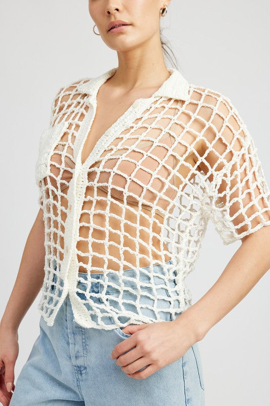 BOLD CROCHET SHIRT TOP - Matches Boutique