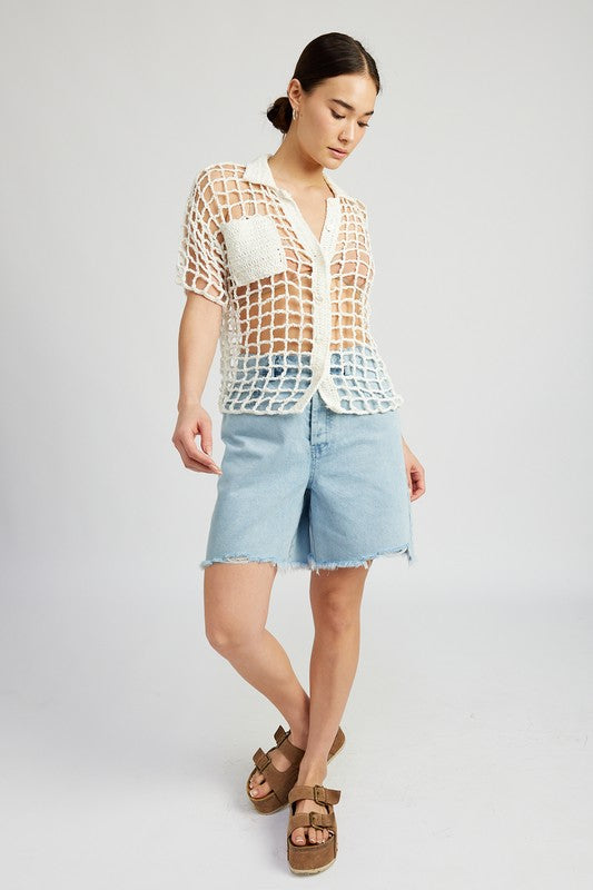 BOLD CROCHET SHIRT TOP - Matches Boutique