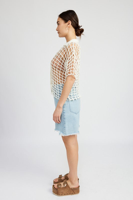 BOLD CROCHET SHIRT TOP - Matches Boutique