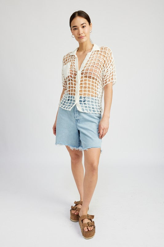 BOLD CROCHET SHIRT TOP - Matches Boutique