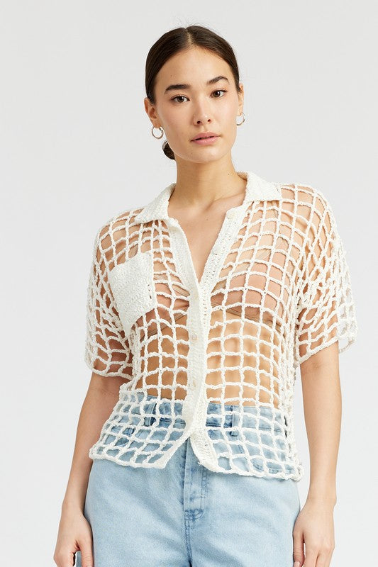 BOLD CROCHET SHIRT TOP - Matches Boutique