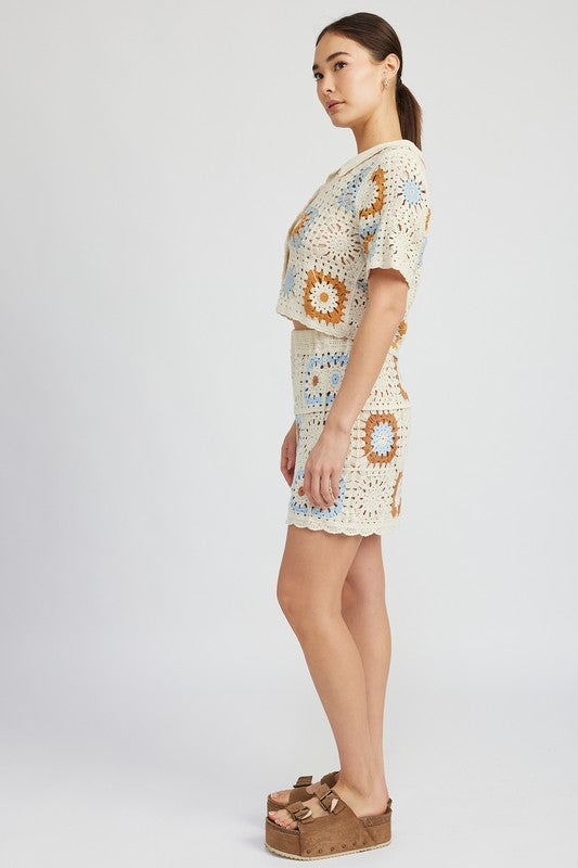 HIGH WAIST CROCHET MINI SKIRT - Matches Boutique