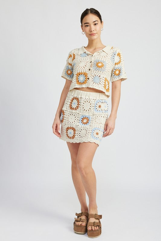 HIGH WAIST CROCHET MINI SKIRT - Matches Boutique