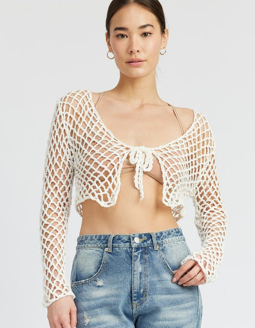 Load image into Gallery viewer, FRONT TIE ROPE CROCHET TOP - Matches Boutique
