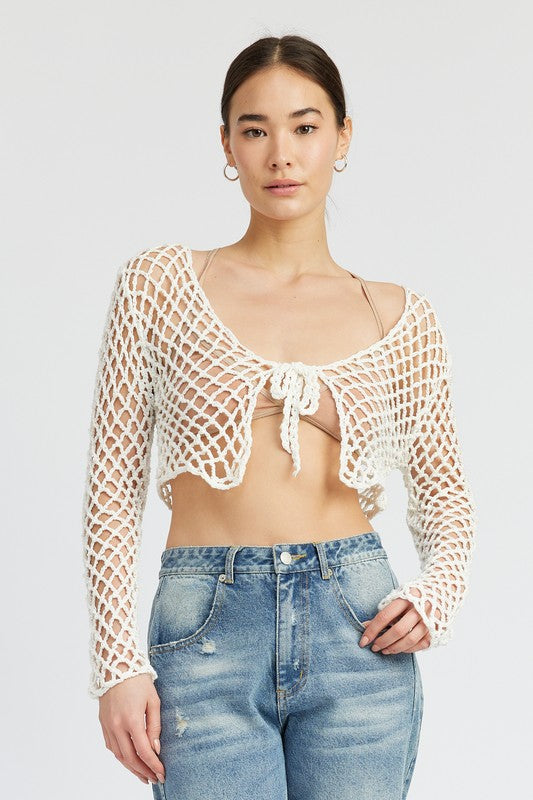 FRONT TIE ROPE CROCHET TOP - Matches Boutique