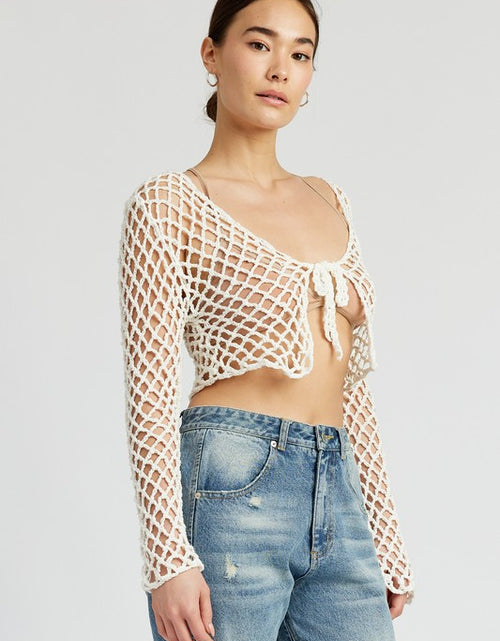 Load image into Gallery viewer, FRONT TIE ROPE CROCHET TOP - Matches Boutique
