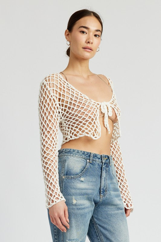 FRONT TIE ROPE CROCHET TOP - Matches Boutique