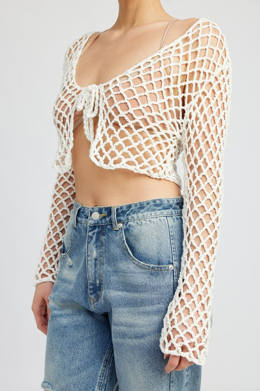 FRONT TIE ROPE CROCHET TOP - Matches Boutique