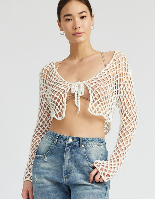 Load image into Gallery viewer, FRONT TIE ROPE CROCHET TOP - Matches Boutique
