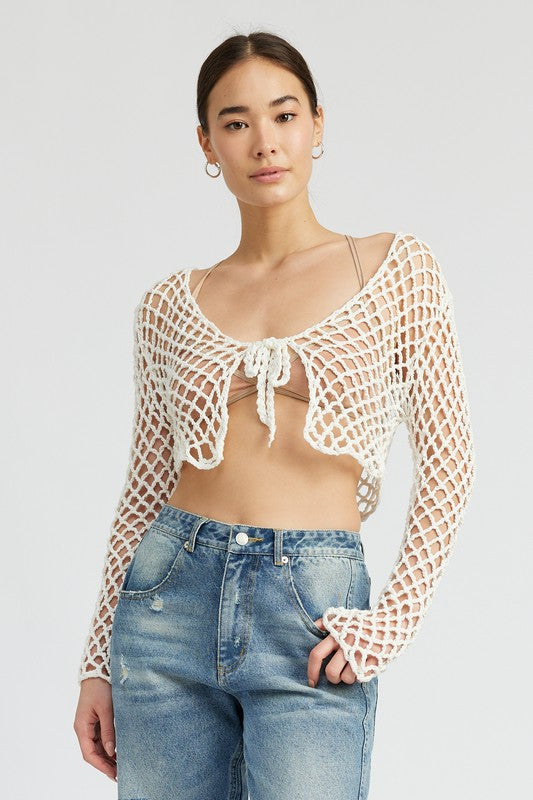 FRONT TIE ROPE CROCHET TOP - Matches Boutique